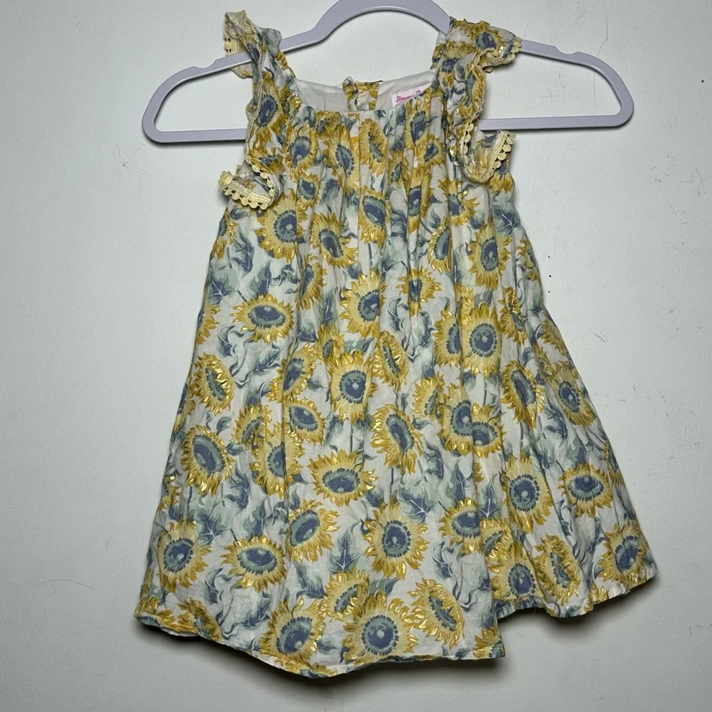 Tommy Bahama‎ Girls 3T Sunflower Dress Yellow Blue White Ruffle Summer floral